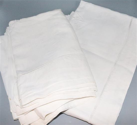 6 French Provincial linen sheets with monograms